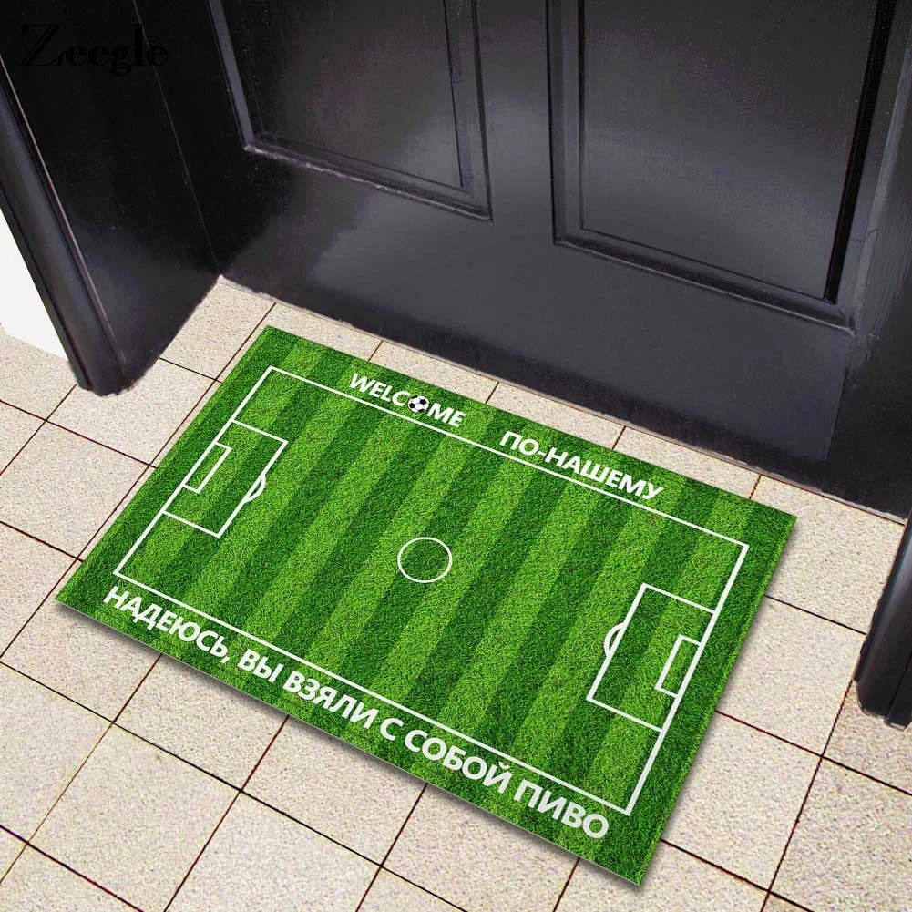 Zeegle Football Field Pattern Door Mat Front Entrance Floor Mat