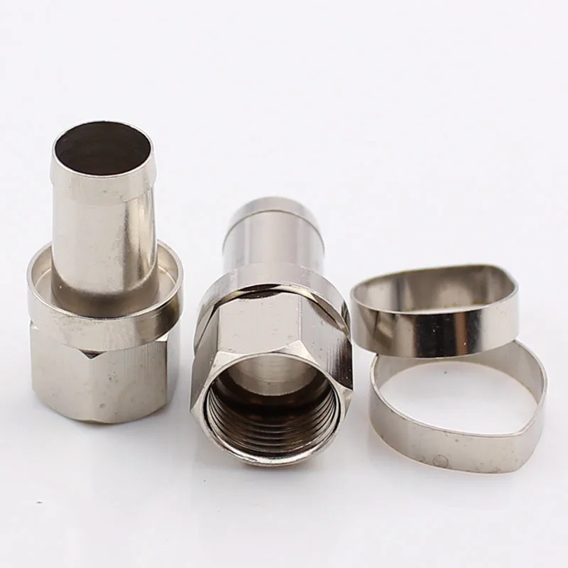 

10pcs TV Cable Connector Ferrules For 75-7 Wire, Metric Or Inch F Plug Amplifier Branch Distribution 75-7F Connector