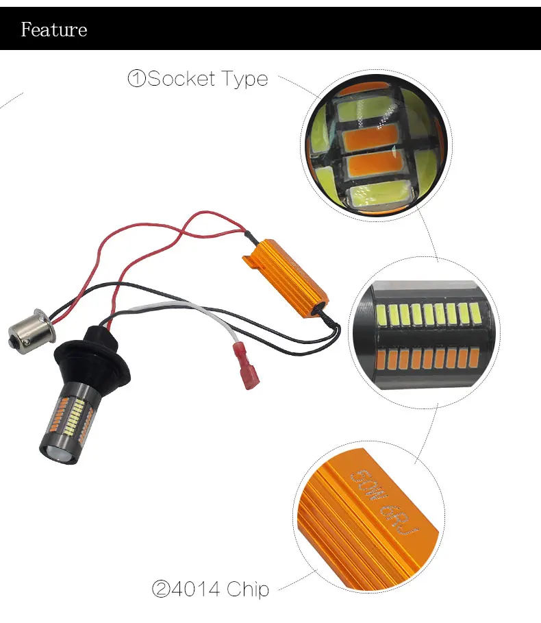 1156 BA15S BAU15S PY21W T20 двойной цвет белый/янтарно-желтый светодиодный светильник сигнала поворота+ без ошибок Canbus с резистором DRL