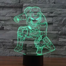 3D Iron Man Lamp Mavel 3D lamp LED Night Light Kids Sleeping Night Light Plastic Stand Base USB Charge Colorful Lampe