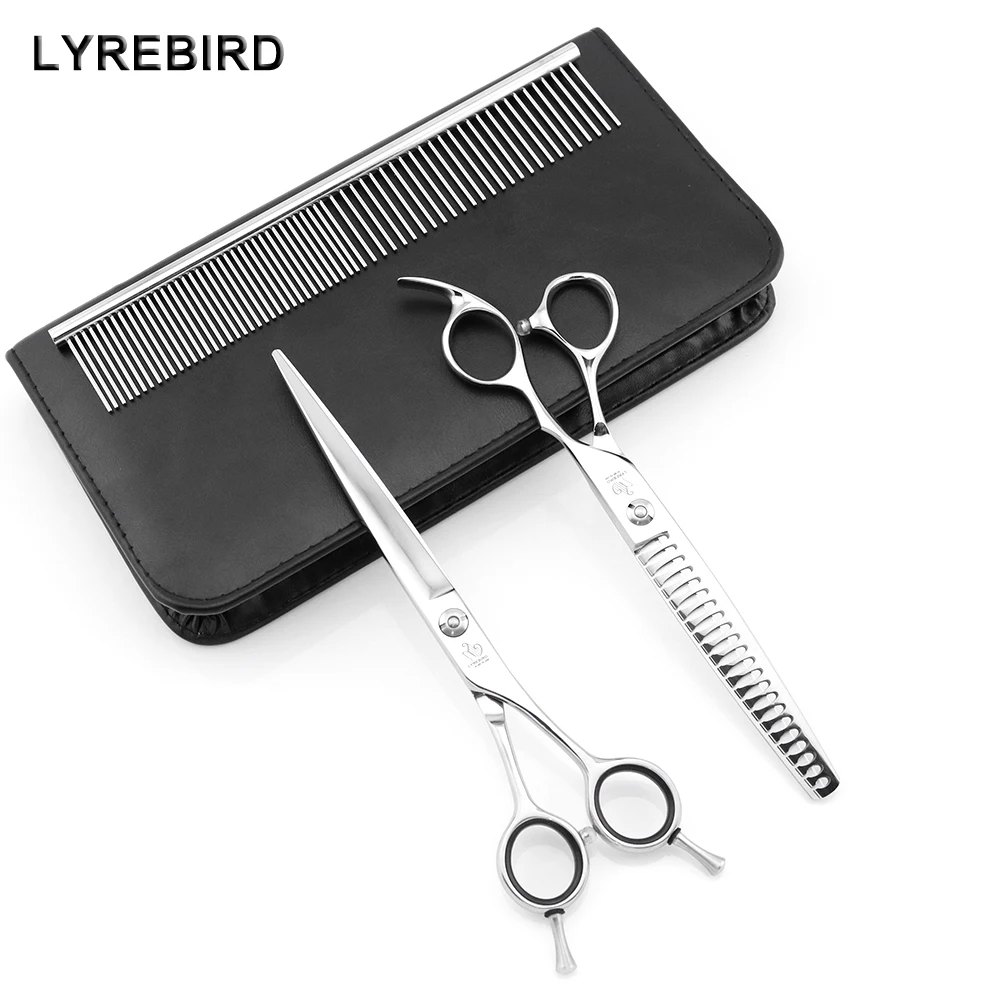

Pet Dog grooming scissors 7 INCH cutting 7 INCH thinning LYREBIRD High Class Silver Scissors 22 Teeth or 24 teeth Thinning NEW