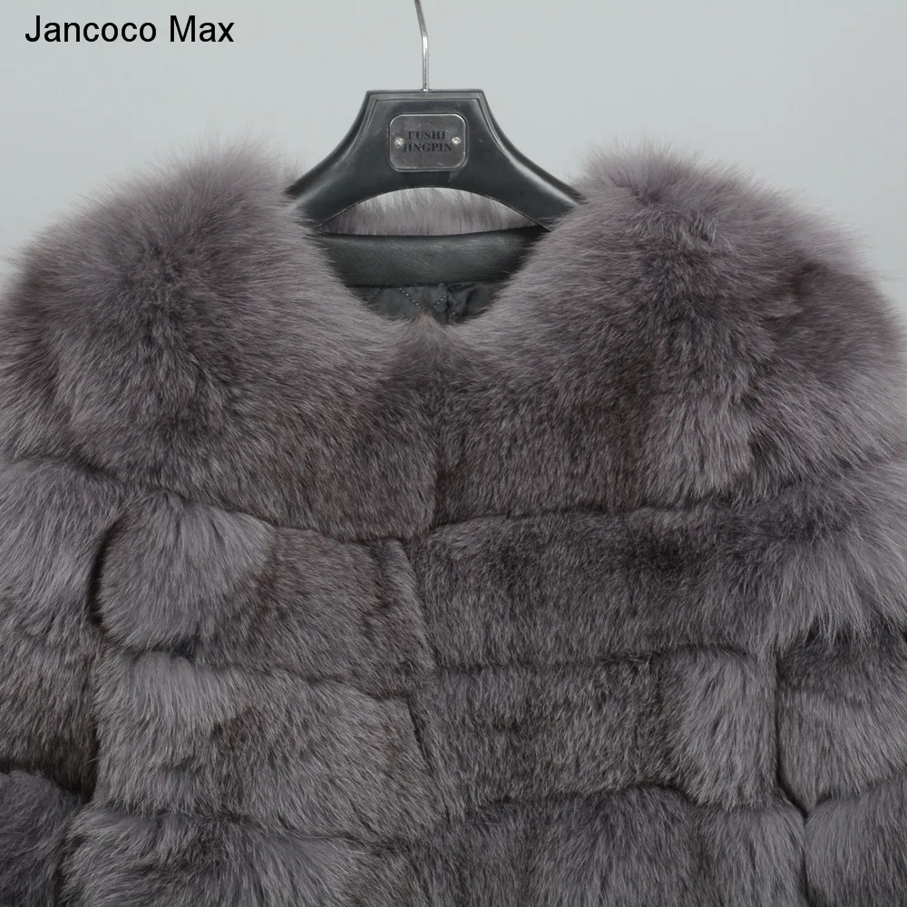 Jancoco Max 11 рядов зимняя теплая длинная шуба из натурального Лисьего меха женская