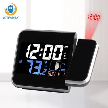 

2018 NEW Alarm Clock Projection Date Snooze Weather Station Temperature Humidity Digital with Backlight Phase Led Table Sound