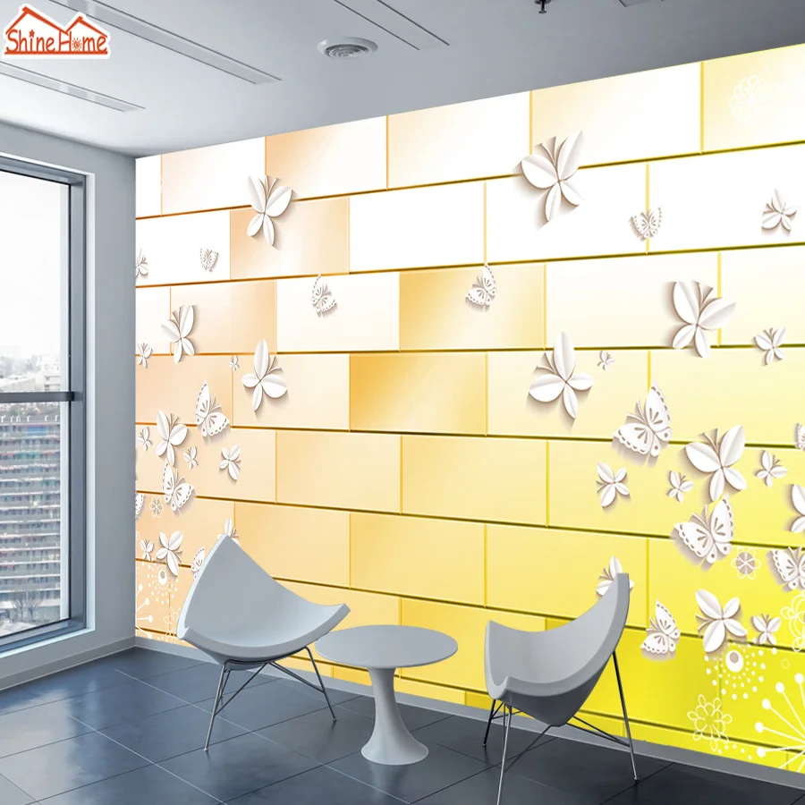 

ShineHome-European Brick Wallpapers for 3 d Walls Living Room Dinning Mural Roll Wallpaper Wall Paper Butterfly Home Decor