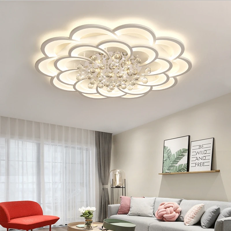 Креативные простые хрустальные современные светодиодные потолочные лампы для гостиной, кабинета, спальни, пульт дистанционного управления, украшение дома, потолочный светильник
