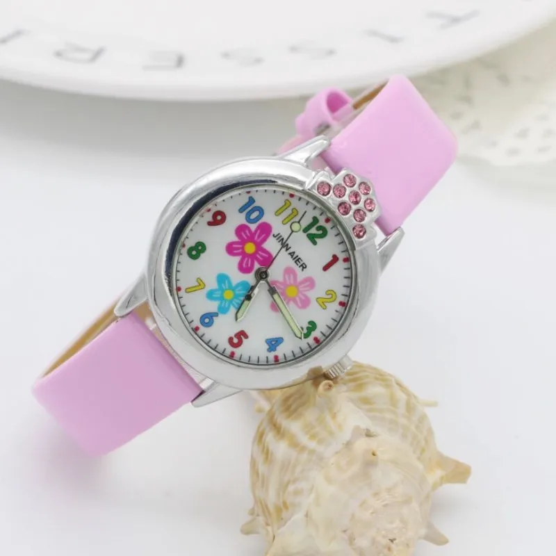 Детские часы модные брендовые часы кварцевые наручные часы дети алмаз маленькие девочки красота цветы циферблат студенты часы