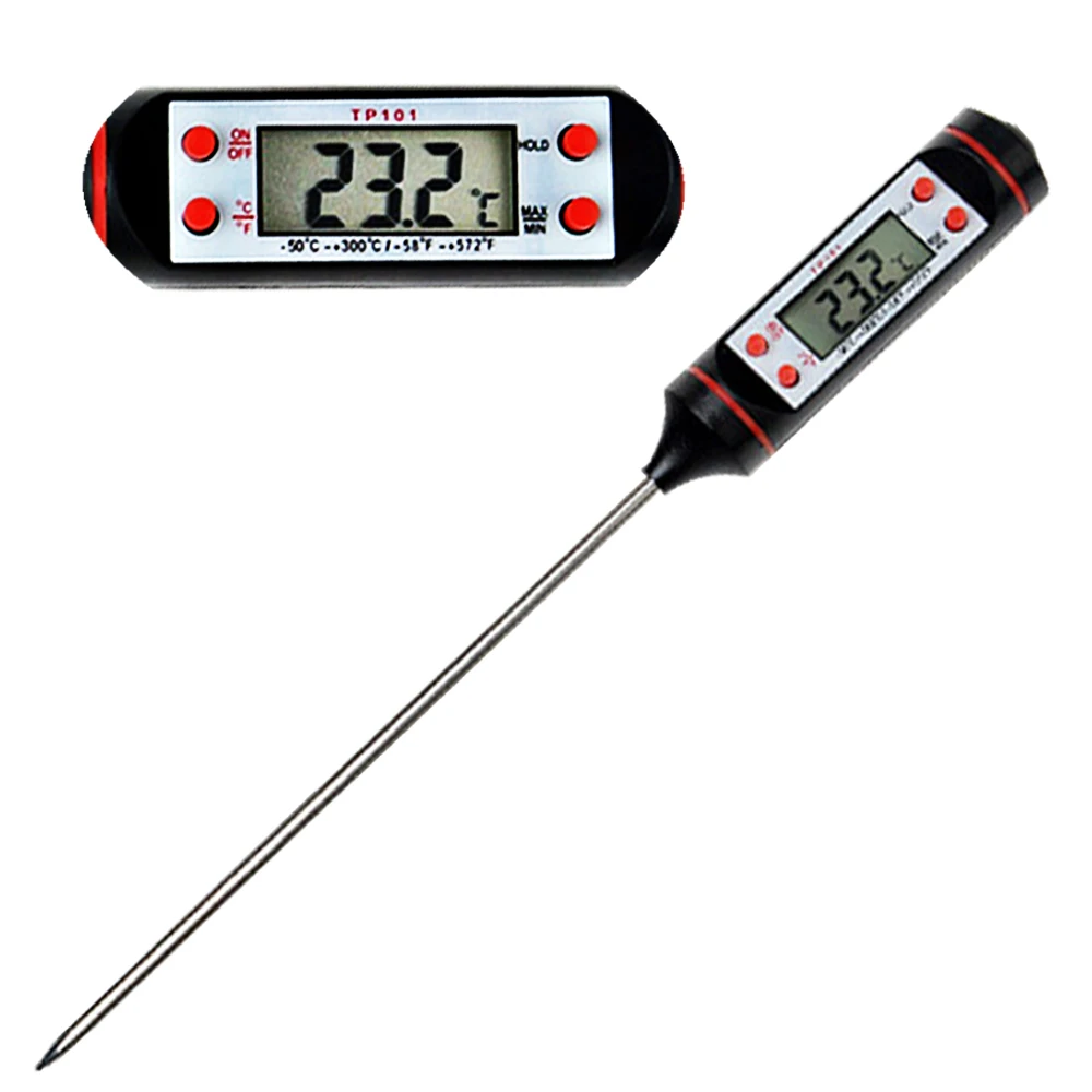 Thermometer Electronic Digital Thermometer Kitchen Oil Barbecue Milk Baking Food Liquid Thermometer Measuring Tool TP101 Black 