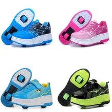 Новые детские кроссовки для катания на роликах; Детские кроссовки с двумя колесами для мальчиков и девочек; повседневная обувь для взрослых мальчиков; европейские размеры 28-43