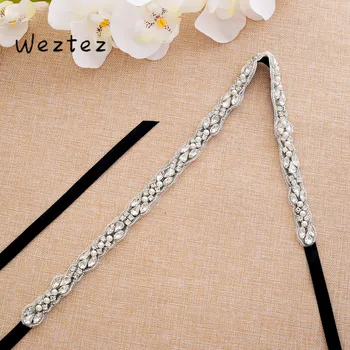 

Silver Crystal Bridal Belt Rhinestone Wedding Sash Diamond Bridal Dress Belt For Wedding Decoration SD132S