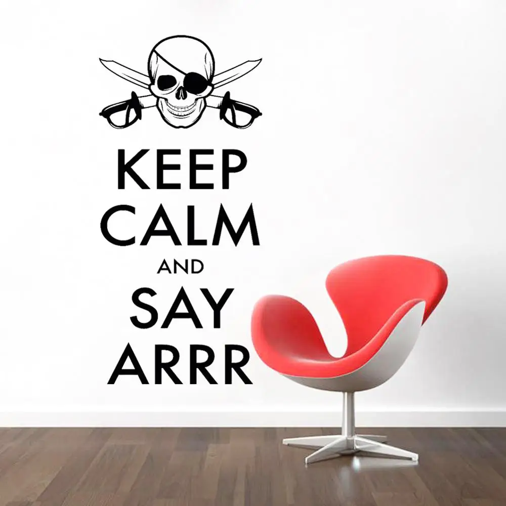 KEEP CALM ПВХ наклейки для спальни подростков Corsair Цитата на стену пиратский череп