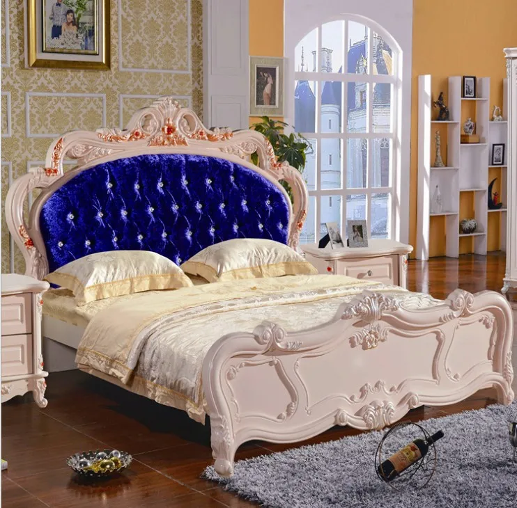 Высокое качество кровать Мода Европейский французский резной прикроватный 1,8 м кровать 41