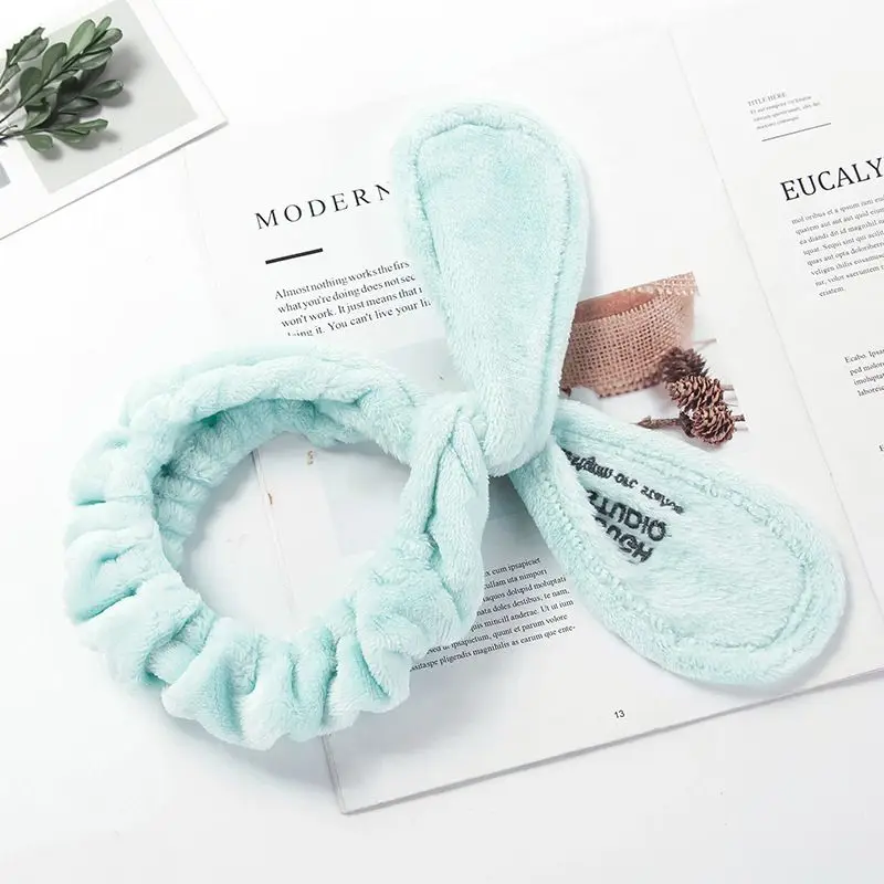 

Shower Caps Headband Rabbit Wash Hair Makeup Head Wear Hair Band Apparel Accessories Cute Solid Pattern Girl Hair Accessories