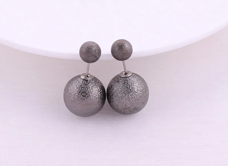 Классические золотые, серебряные, черные двухсторонние серьги-гвоздики с большим жемчугом, уникальный дизайн, женские серьги с шариками в виде морщин