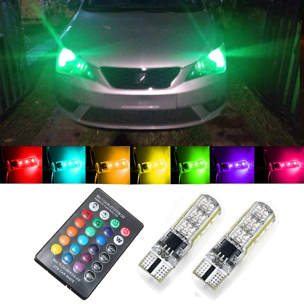 Светодиодная лампа T10 W5W с дистанционным управлением 2x разноцветные LED лампы для