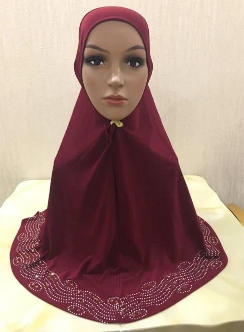 H1348 наиболее подходящего вам размера без застежек хиджаб, мгновенный молимся хиджаб с камнями, Исламской шарф, быстрая