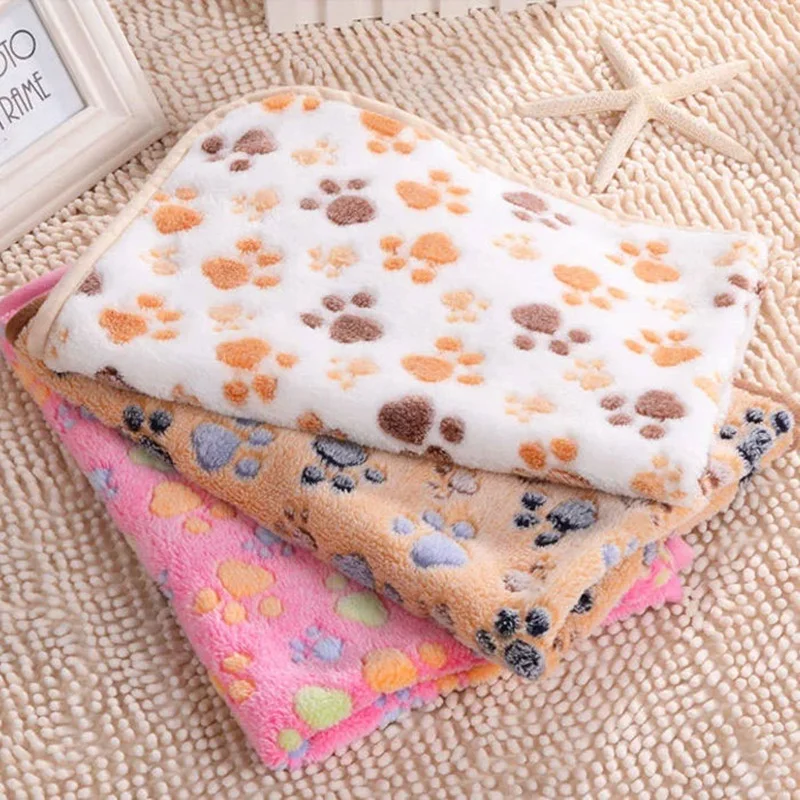 Милый для домашних питомцев, маленьких и больших теплых с отпечатками лап собаки щенка кошки флиса мягкое одеяло кровати мат