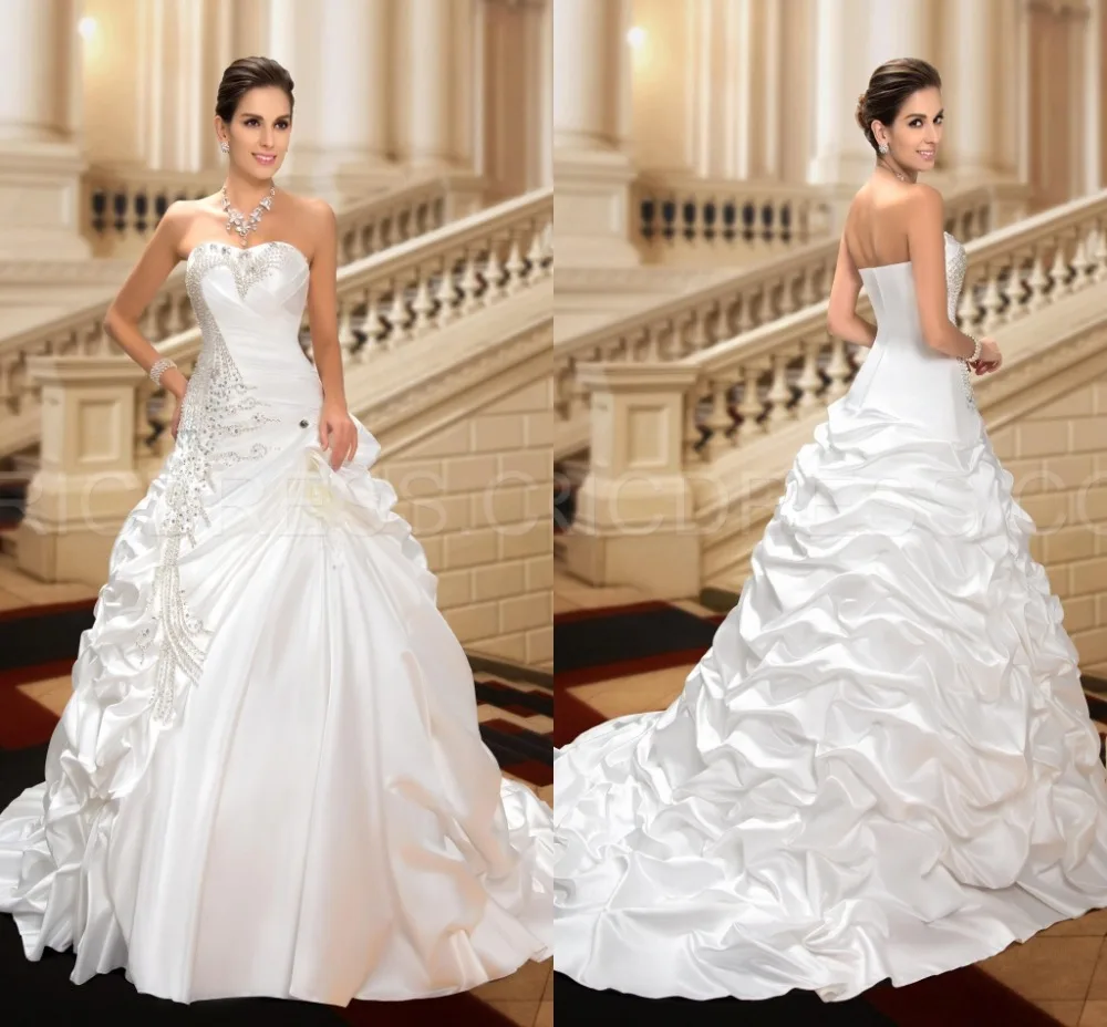 Sparkly Beaded Crystal Bridal Bride Ball Gown Wedding Dresses robe de