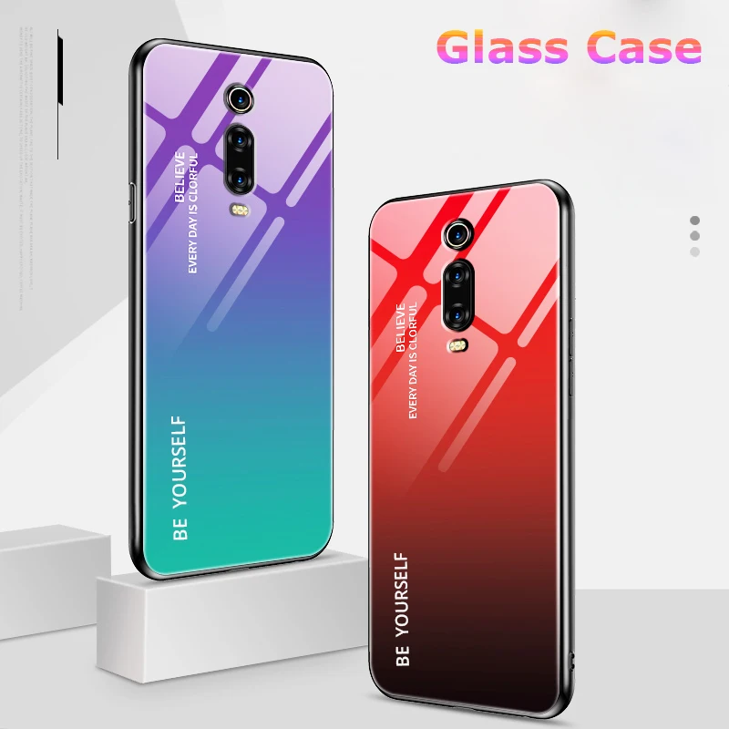 

Glass Case For Xiaomi Redmi K20 Pro Case Luxury Tempered Glass Silicon Frame Cover Armor hybrid Phone Case For Redmi K20 K20Pro