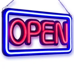 OUVERT LED Néon Lumière Signe 50CM NÉON TUBE STYLE Signes OUVERTS, Rouge Bleu Lettre Fenêtre Affichant Lumière, Bar, Restaurant, Magasin, Salon 