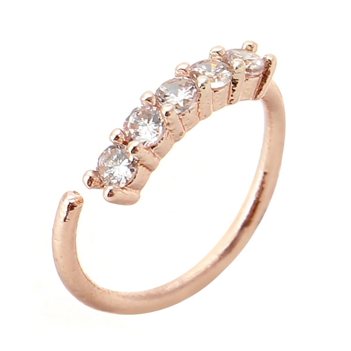 Модные 5 кристаллов нос кольцо из нержавеющей стали сексуальные стразы кольцо в нос для женщин винтажные амулеты ювелирные изделия bijoux femme - Окраска металла: Rose Gold