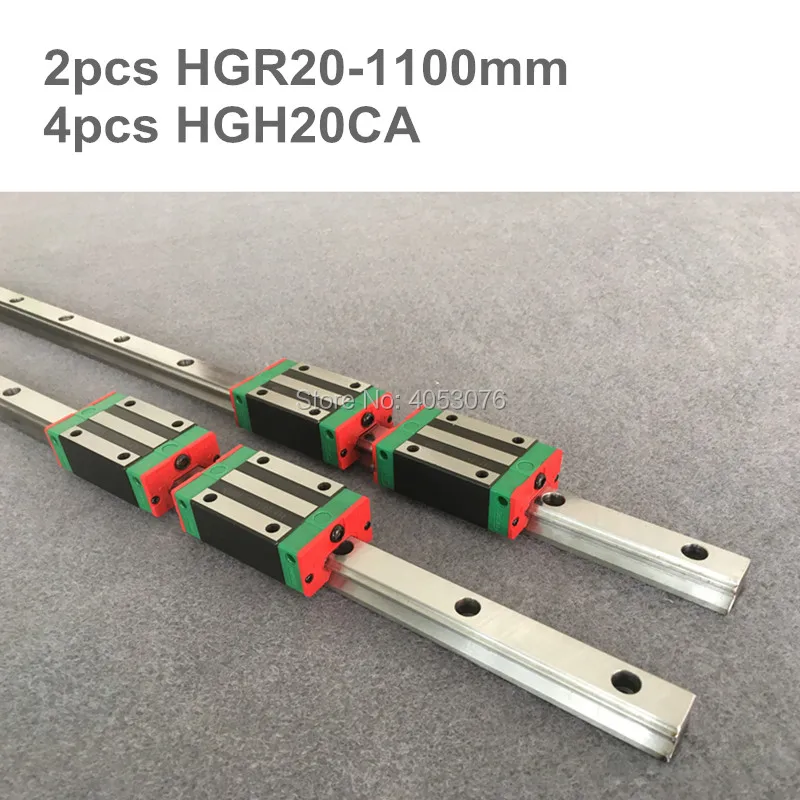 

100% original HIWIN 2 pcs HIWIN linear guide HGR20- 1100mm Linear rail with 4 pcs HGH20CA linear bearing blocks for CNC parts