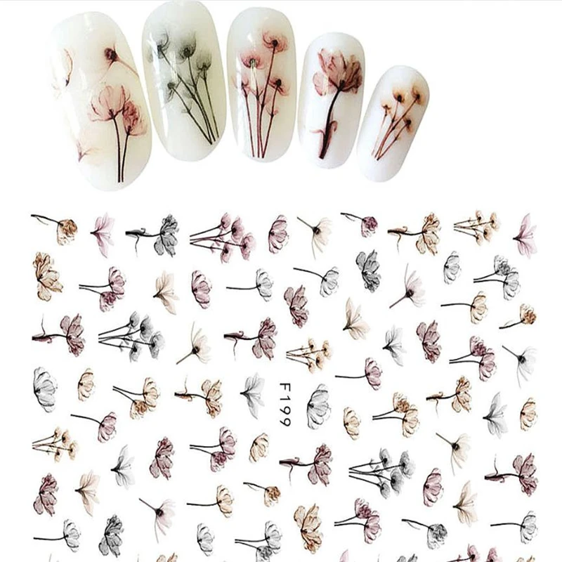 Dandeli Flower 3D Nail Stickers Nail Art Adhesive Transfer Sticker Decals Decor