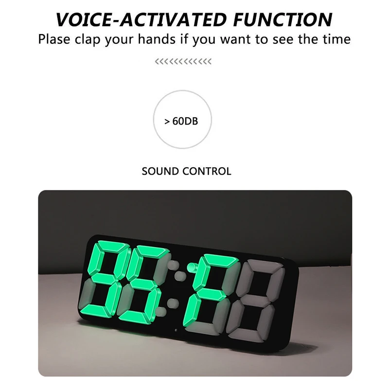 Большой номер 3D светодиодный цифровой будильник креативный пульт дистанционного управления настенные часы электронные настольные часы Голосовое управление большие часы nixie