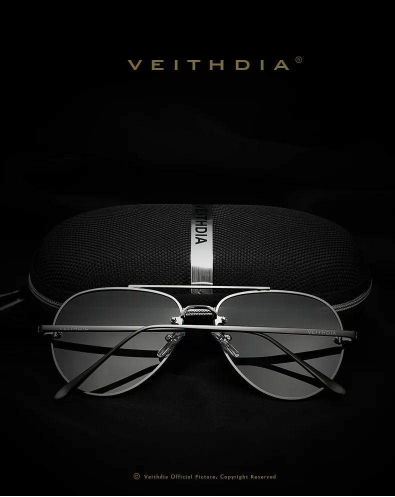Бренд veithdia Модные мужские солнцезащитные очки поляризованные зеркальные классические солнцезащитные очки без оправы мужские очки для женщин Oculos 3811
