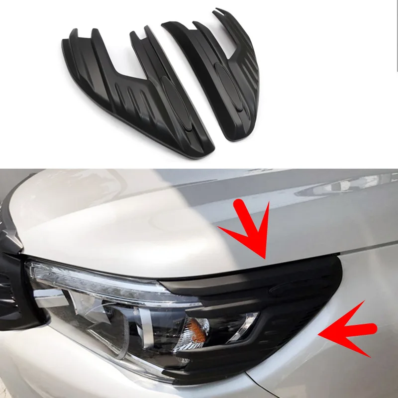 

fit for Toyota Hilux Revo 4 Doors 2016 2017 2018 ABSCar Accessories Front Headlight Headlamp Light Eyelind Decoration Trim 2PCS