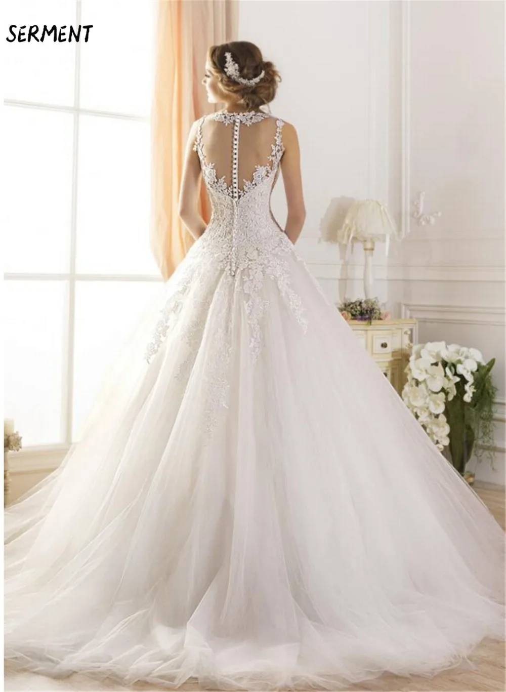 

30% Discount 2019 New Wedding Lace Tail Long Sleeve Aristocratic Elegant Bride Print Explosion Wedding Dress