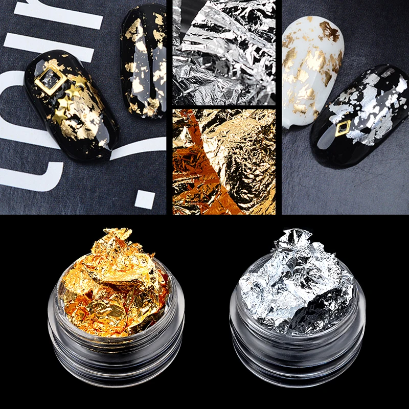 

2pcs/lot Gold Silver Color Aluminum Nail Art Foil Sticker Paper Nail Art Decoration Material Tools YW9314