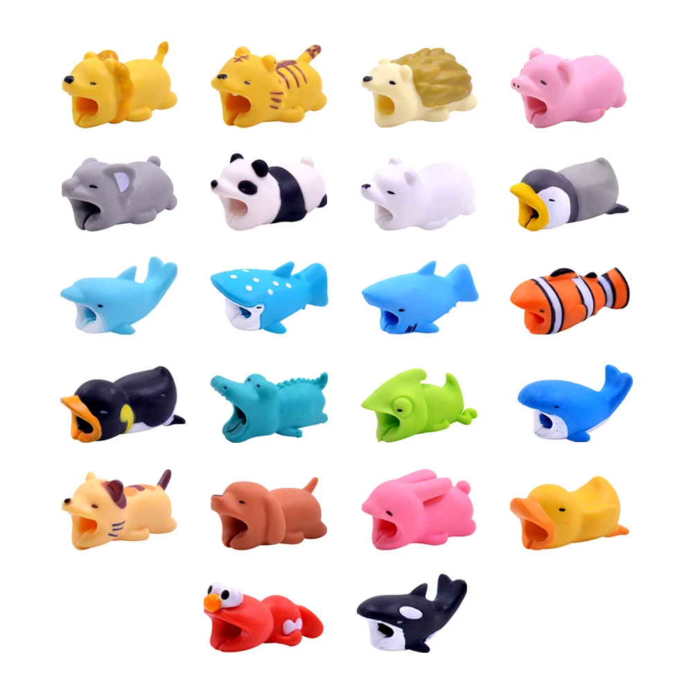 

Cable Protector Bite for iPhone Cable Chompers Winder Organizer Cute Animal Bites Doll Model Holder Accessory