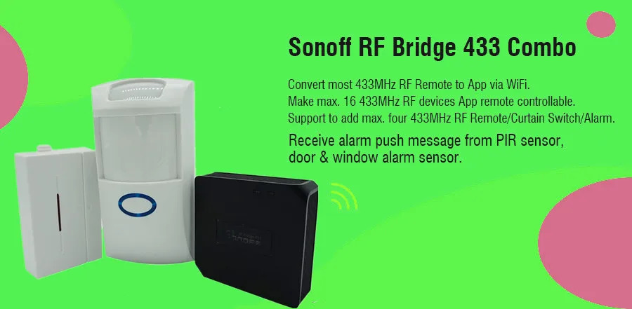 Sonoff RF Bridge 433+ Датчик PIR2+ DW1 дверной и оконный датчик сигнализации умный дом автоматизация работает система охранной сигнализации с Alexa