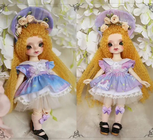 BJD doll clothes Unicorn colorful cloud skirt suit for 1/8 BJD SD doll clothes accessories BJD doll clothes Unicorn colorful cloud skirt suit for 1/8 BJD SD doll clothes accessories