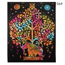 Цветочный гобелен-Мандала с изображением слона синий красивый настенный гобелен индийский лист скатерть Настенное подвесное пляжное полотенце