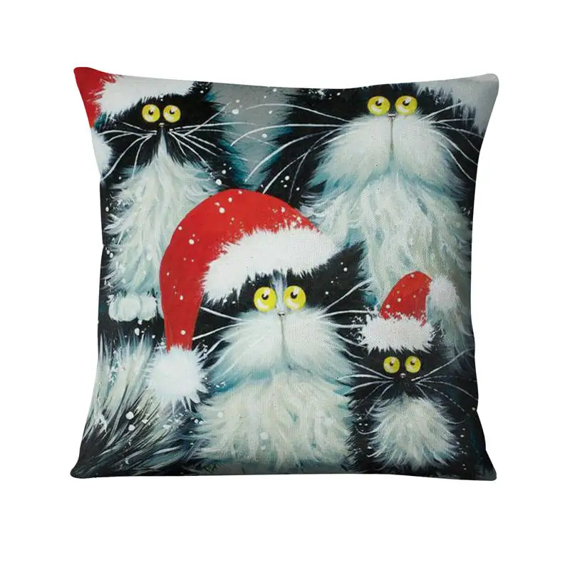 Украшение для домашних подушек с изображением милого кота Декоративные Чехлы для подушек домашний Декор диванные подушки Almofadas Decorativas 45*45