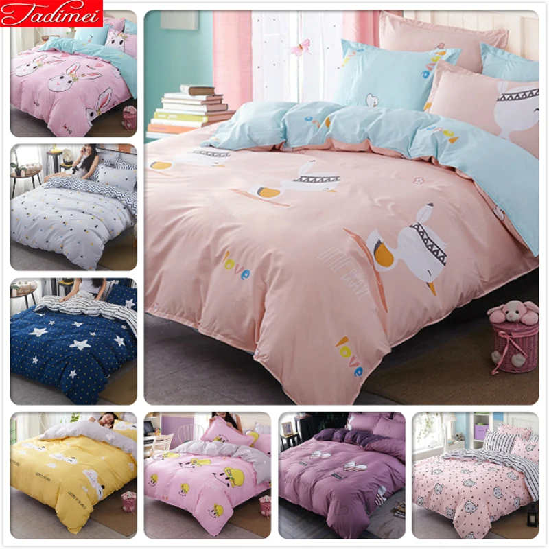 

Cute Animal Pattern Duvet Cover Sheet Pillowcase 3/4 pcs Bedding Sets Single Twin Full Double Queen King Size Cotton Bed Linens