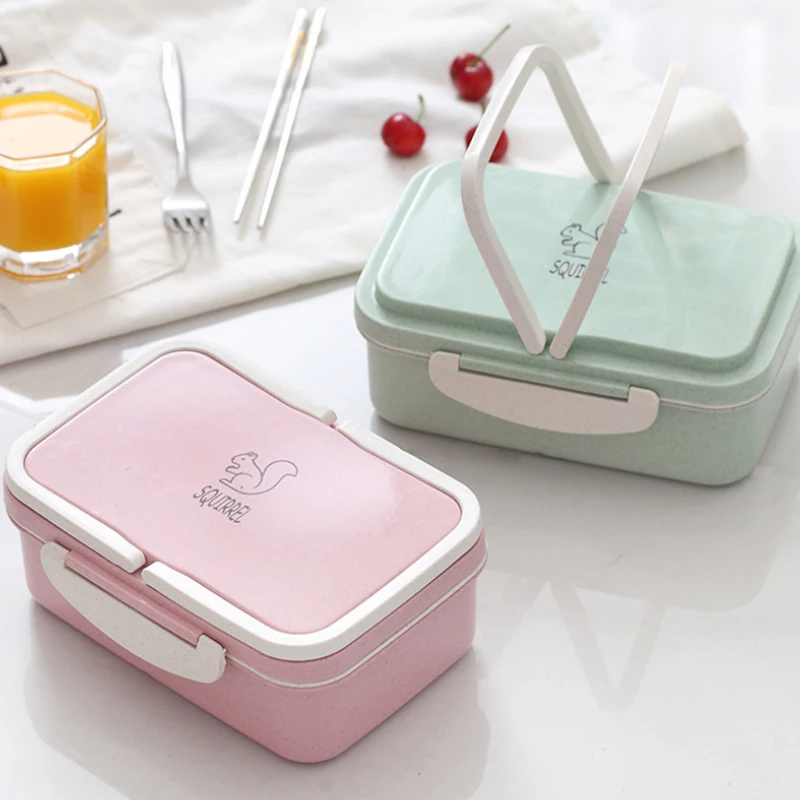 

Double student lunch box Natural Eco-Friendly wheat straw lunch box Bento box dumpling box Square Leak-Proof Food Container