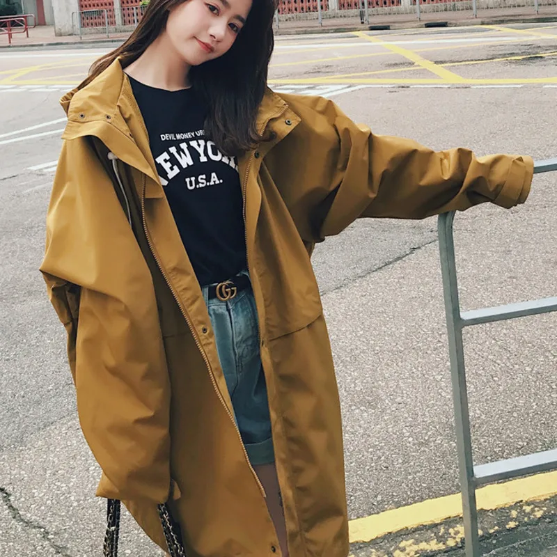 

[EWQ] 2019 Spring Summer New Pattern Casual Style Knitted Fabric Full Sleeve Long Length Single Breasted Solid Loose Coat AF353