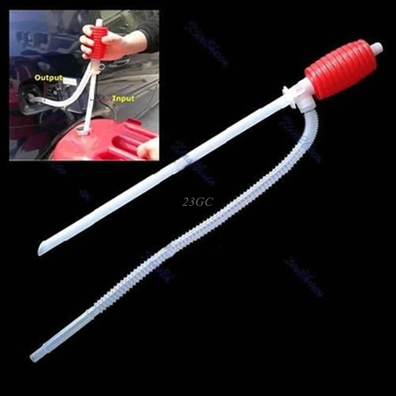 Car Manual Hand Siphon Pump Hose Gas Oil Liquid Syphon Transfer Pump Portable JUN13 15