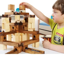 Идеально удивлять мрамор 45 60 шт. деревянные строительные Конструкторы обучения Образование классической деревянной конструкции подарочный набор Игрушечные лошадки для детей