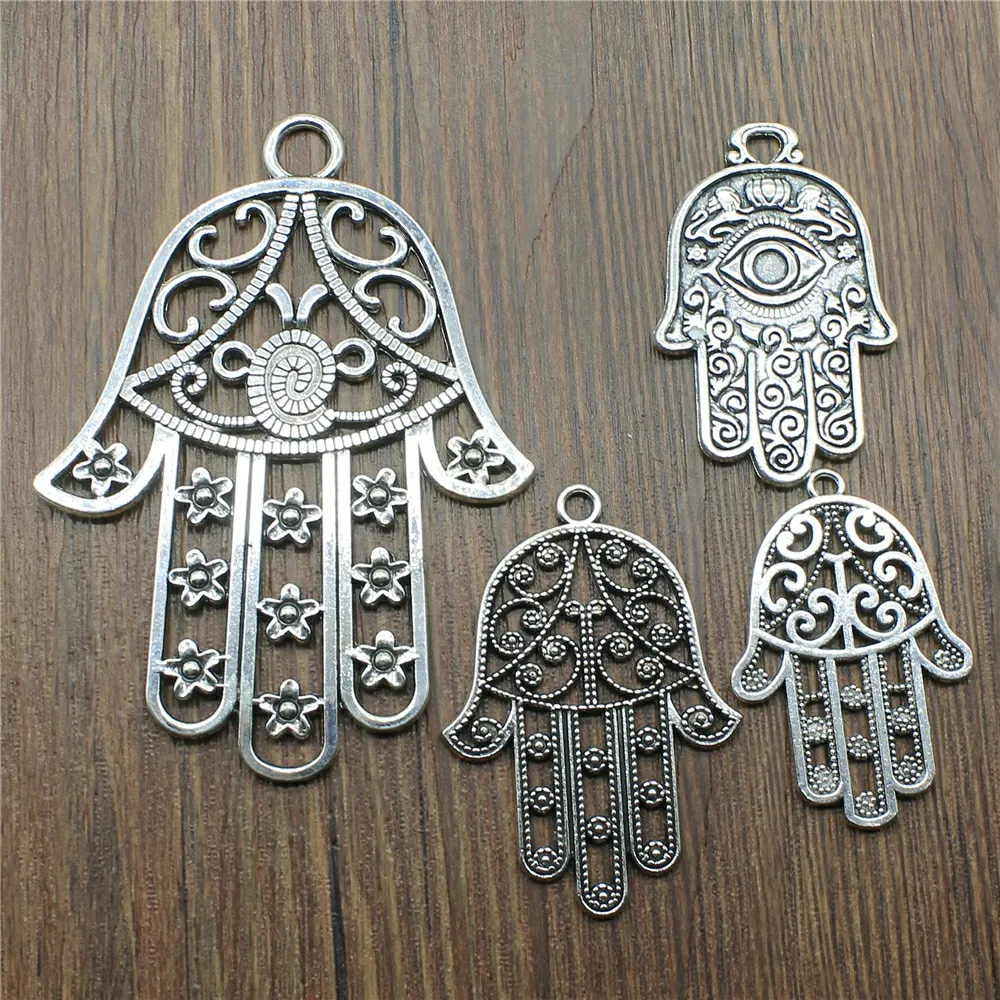 3pcs/lot Charms Hamsa Hand Antique Silver Color Hamsa Hand Charms