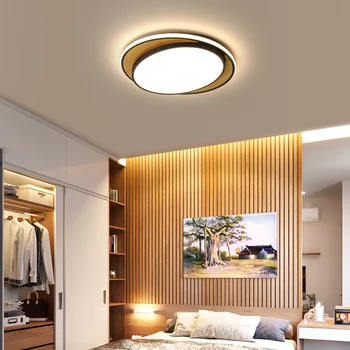 

Round Nordic Modern Led Ceiling Lights For Bedroom Studyroom Wood+metal White/Black Color plafon led Ceiling Lamp light fixtures