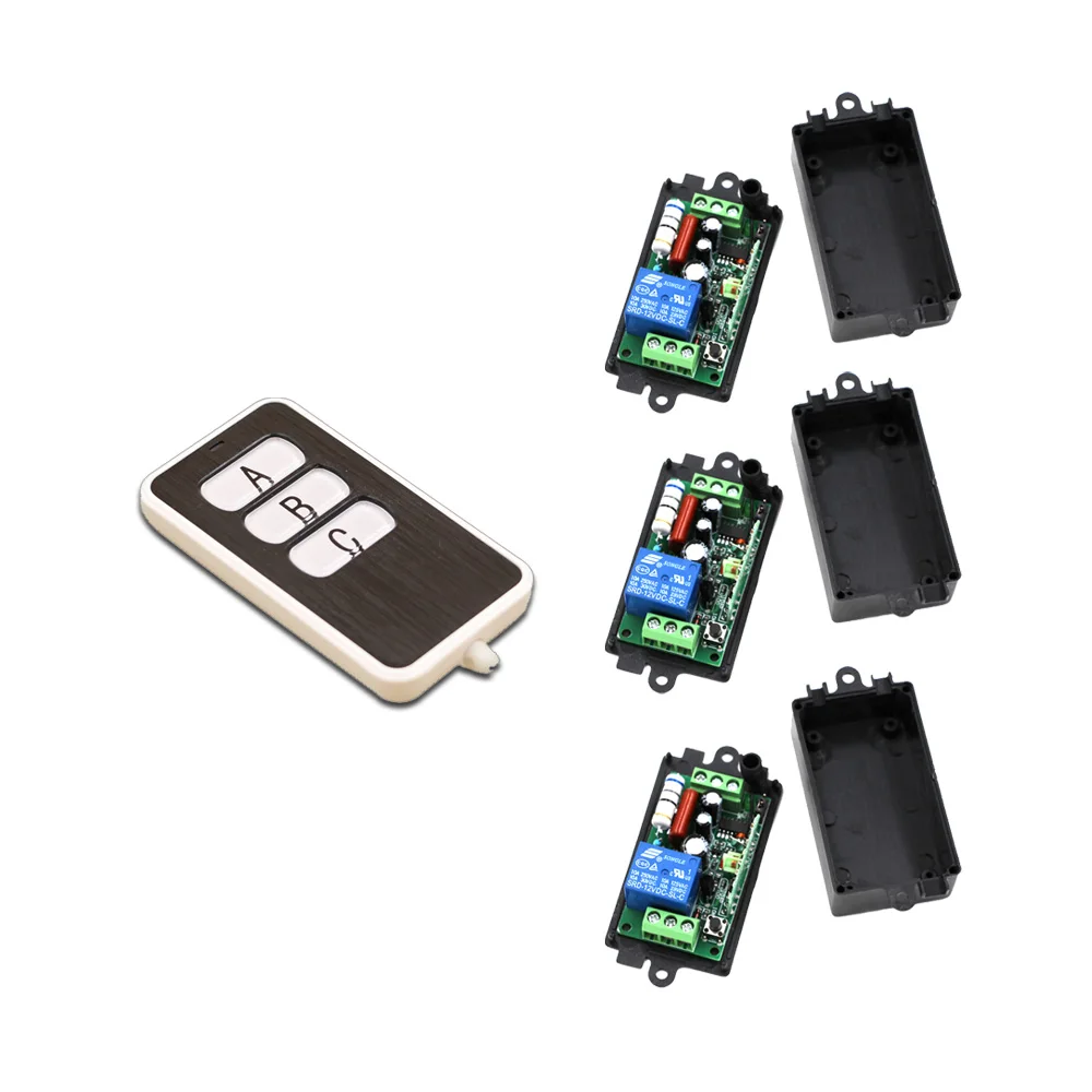 

Latest 110V 220V 1CH RF Wireless Remote Control Switch System 1Transmitter and 3Receiver Universal Gate Remote Control with 3Key