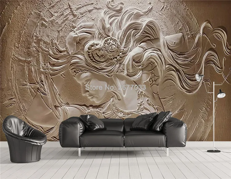 Custom Wall Cloth European Style 3D Relief Characters Sculpture Photo Wallpaper 3D Mural Living Room TV Backdrop Wall Covering