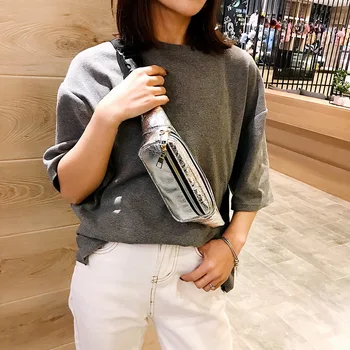 

Women waist bag Travel Waist Pack Shiny Beach Holographic Waterproof Casual Bags Pack Running Zip Belt Money Pouch