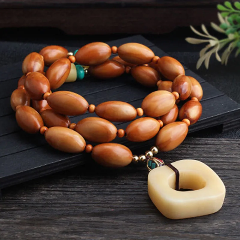 

2020 натуральная подвеска в виде оливковой ямы Верблюжьей Кости ручной работы, ожерелье-цепочка в национальном стиле свитер от ветра, Креативные украшения для мужчин и женщин