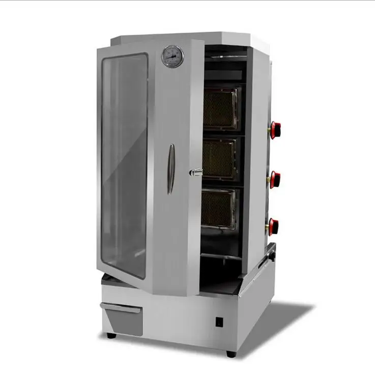 Коммерческое вращение Lpg Донер кебаб машина 3 горелки газовая Gyros Shawarma