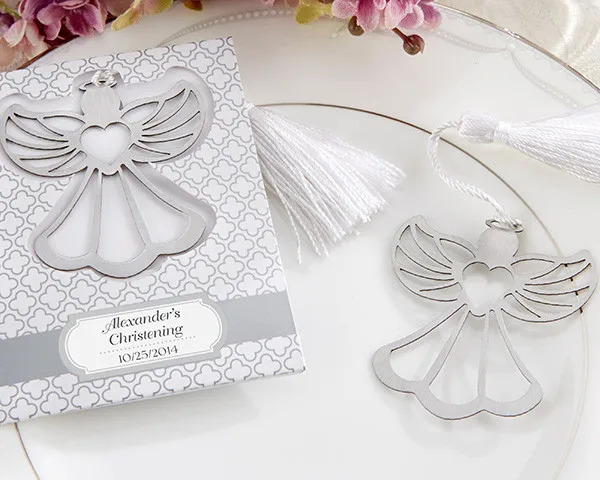 

100pcs/lot free shipping Angel Bookmark For Baptism Baby Shower Souvenirs Party Giveaway Gift Wedding Favors and Gifts For Guest