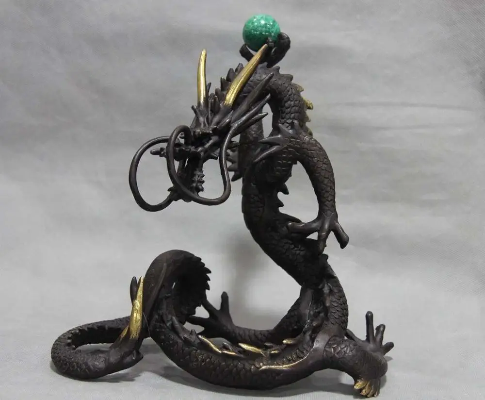 

10 Exquisite pure Red Bronze Copper Feng shui Lucky Dragon play Bead Art Statue